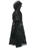 Isabel Sanchis Mesh Short Dress With Detachable Train - Black