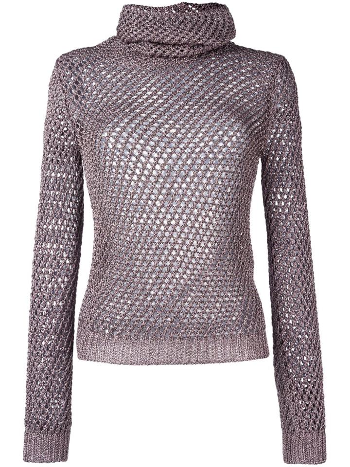 Valentino Funnel Neck Jumper - Pink & Purple