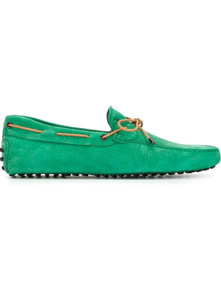 Tod S Gommino Loafers, Men's, Size: 6, Green, Leather/rubber