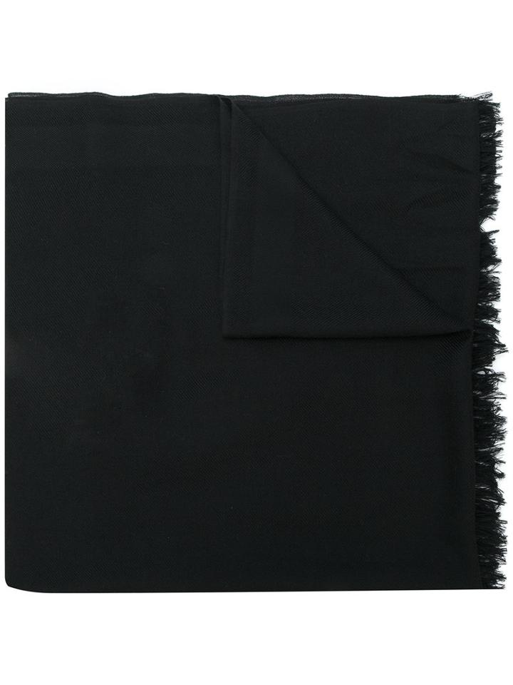 Valentino - Long Raw Edge Scarf - Women - Silk/cashmere/wool - One Size, Black, Silk/cashmere/wool