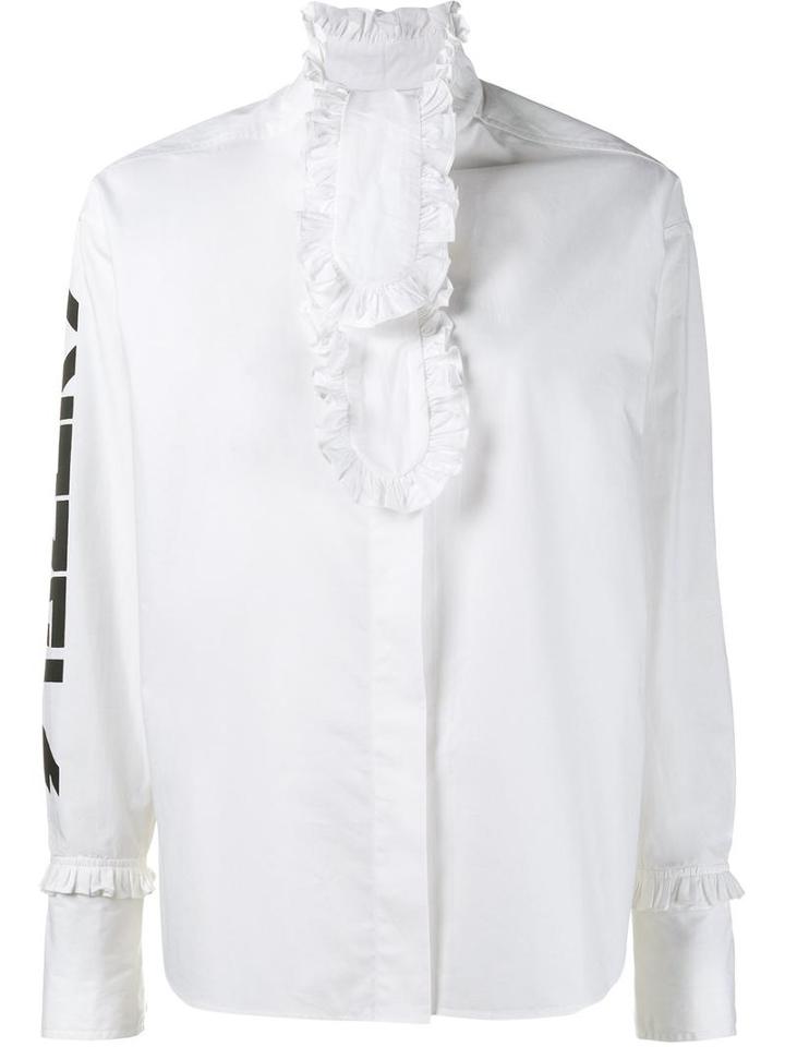 Ashley Williams Ruffle Detail Shirt, Women's, Size: 8, White, Cotton
