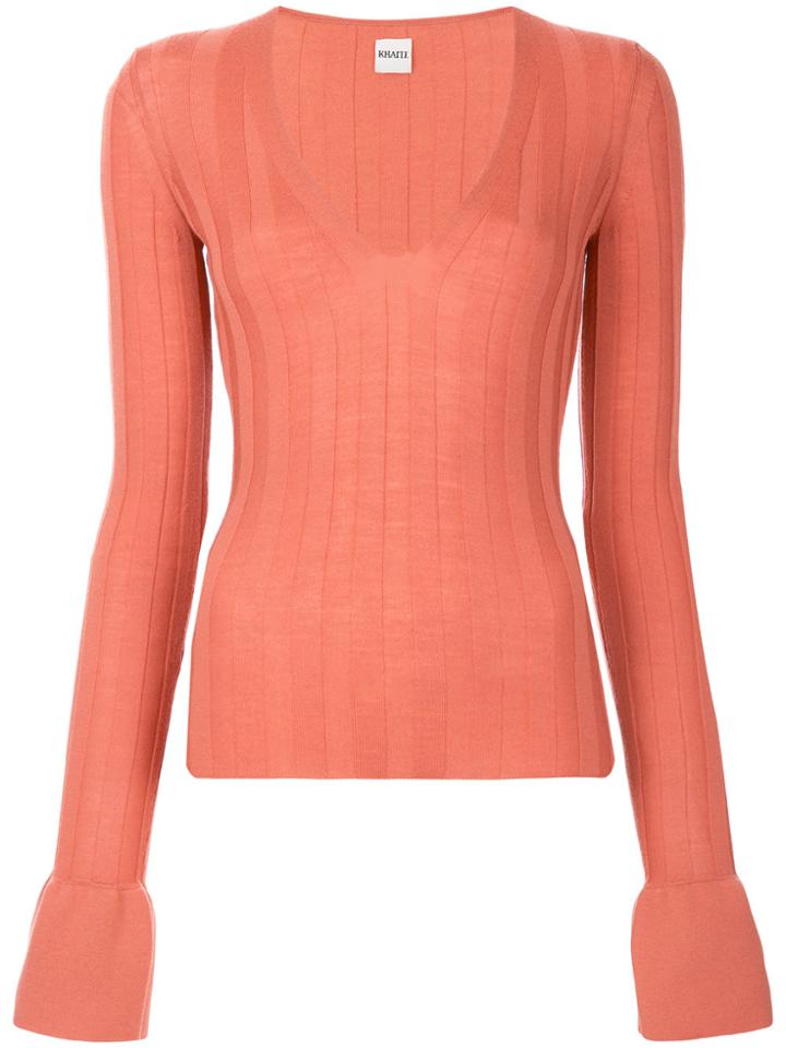 Khaite V-neck Jumper - Yellow & Orange