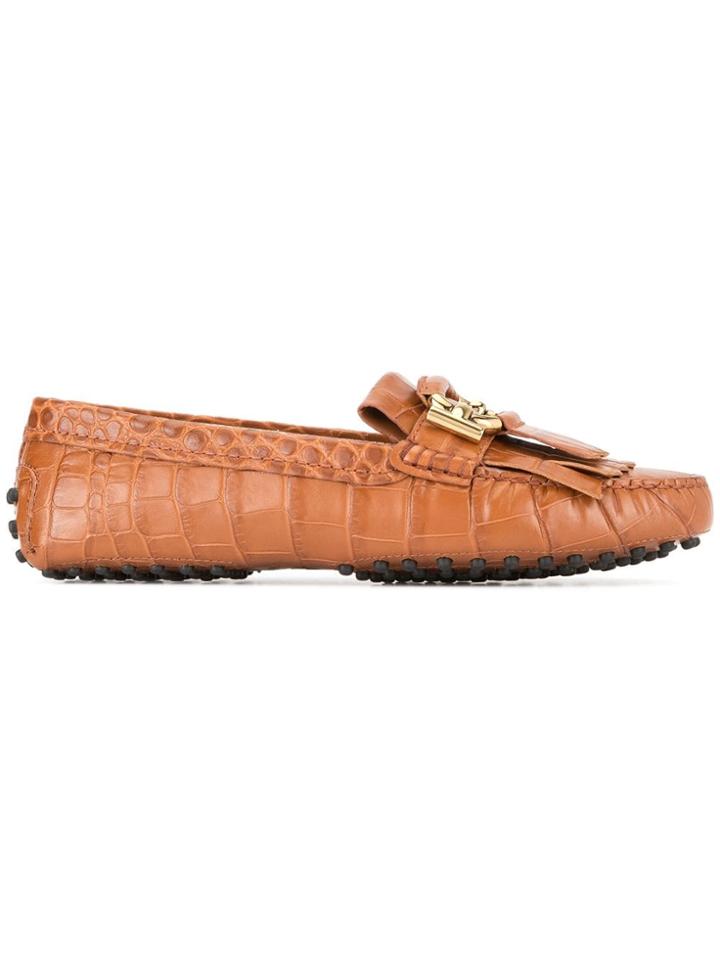 Tod's Crocodile Effect Double-t Loafers - Brown