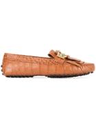 Tod's Crocodile Effect Double-t Loafers - Brown