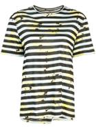 Proenza Schouler Striped Floral Splatter Short Sleeve T-shirt - Blue
