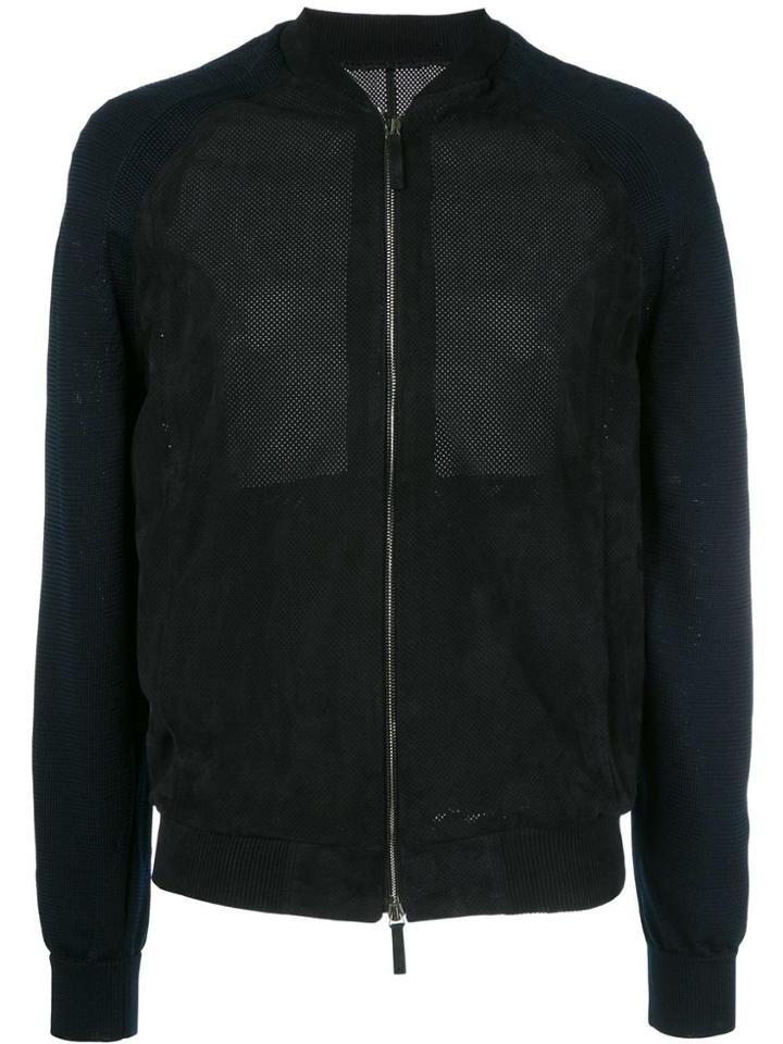 Giorgio Armani Perforated Bomber Jacket - Blue