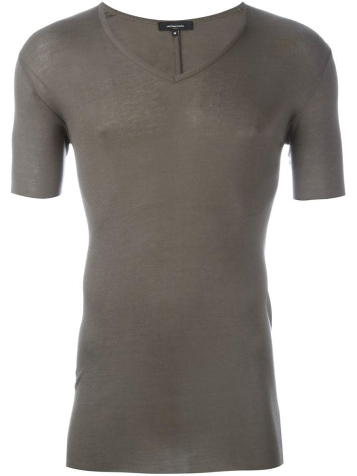 Unconditional Ribbed V-neck T-shirt - Green