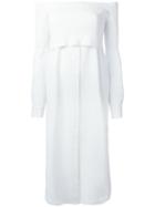 Dkny - Off-shoulder Button Through Dress With Sweater Top - Women - Nylon/triacetate - S, Women's, White, Nylon/triacetate