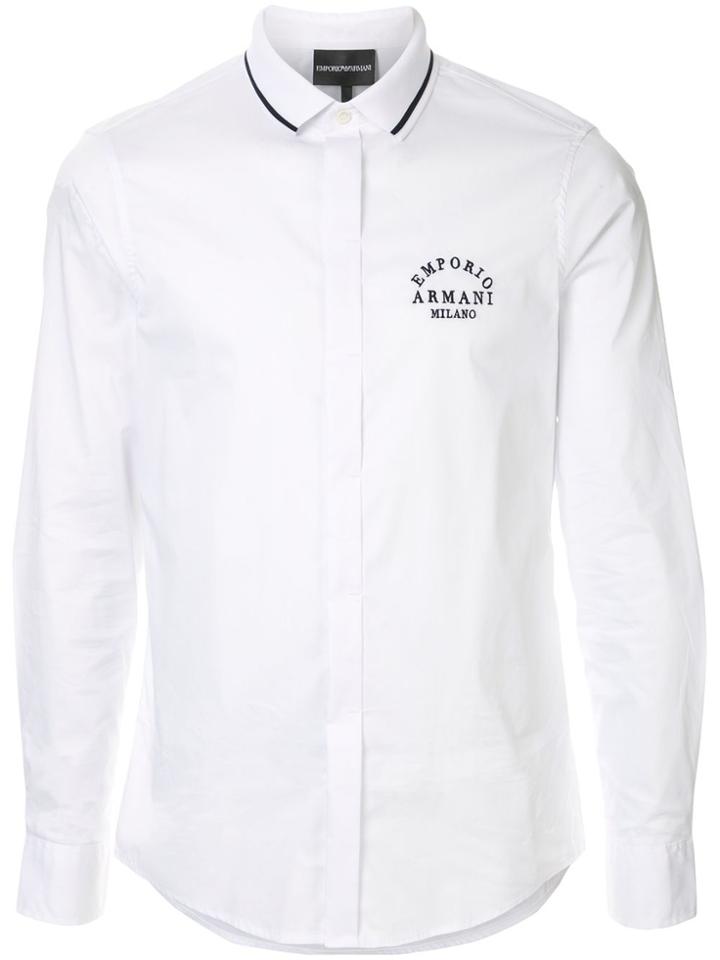 Emporio Armani Contrast Collar Logo Shirt - White
