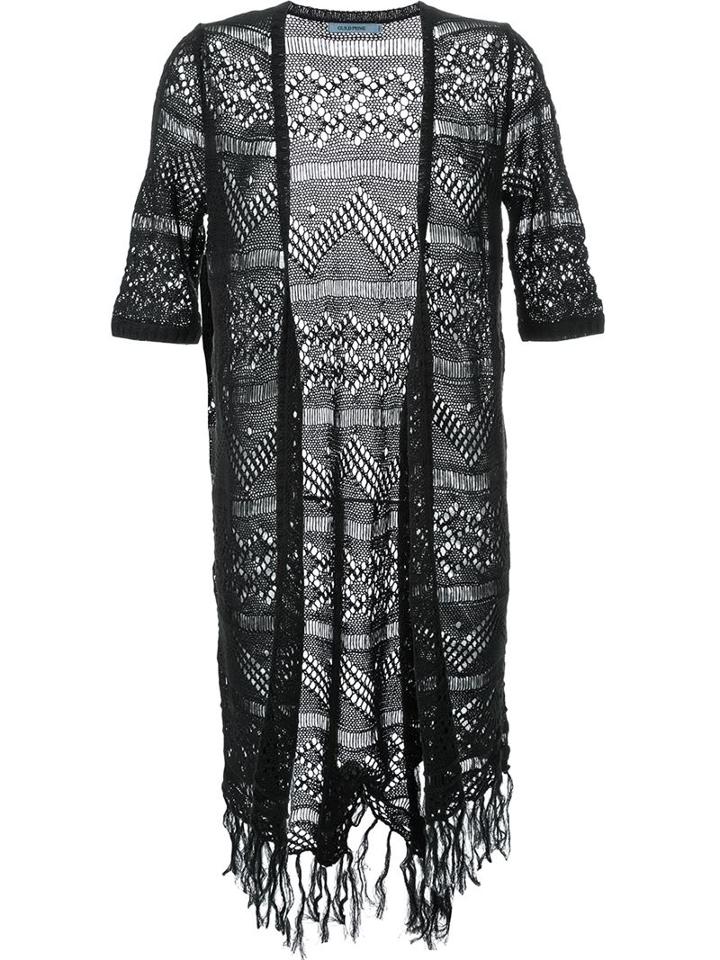 Guild Prime Fringed Crochet Long Cardigan