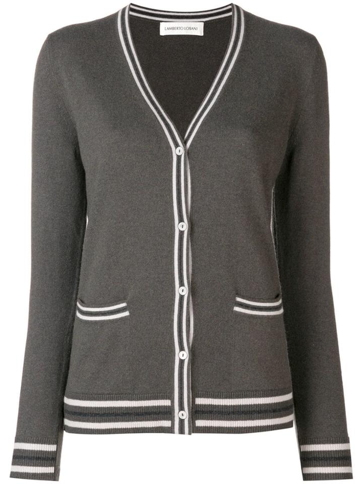 Lamberto Losani Stripe Trim Cardigan - Green