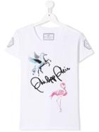 Philipp Plein Junior Pegasus And Flamingo Print T-shirt - White