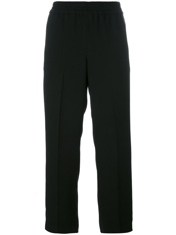 Tory Burch Elasticated Waist Cropped Trousers - Black
