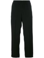 Tory Burch Elasticated Waist Cropped Trousers - Black