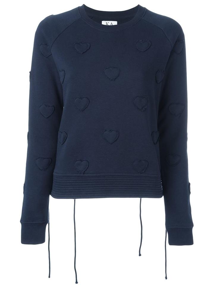 Zoe Karssen 'hearts' Embossed Sweatshirt, Women's, Size: Small, Blue, Cotton/polyester