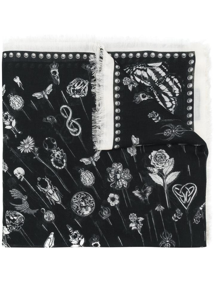 Alexander Mcqueen Multi-print Scarf - Black