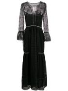 Alberta Ferretti Sheer Patterned Evening Dress - Black