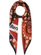 Burberry Octopus And Logo Graphic Print Silk Square Scarf - Red