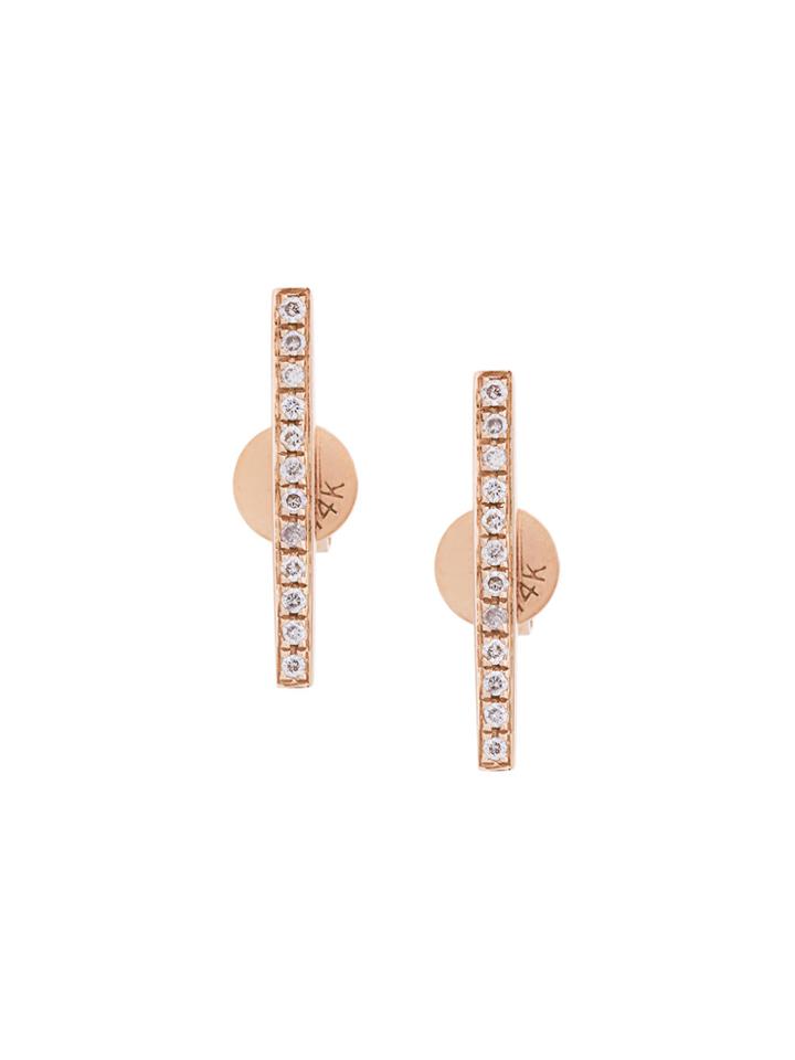 Sydney Evan Medium Bar Stud Earrings - Metallic