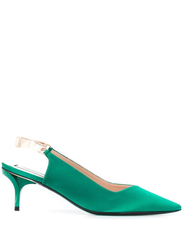 Nº21 Slingback Mid Heel Pumps - Green