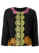 Boutique Moschino Lace Detail Cropped Jacket - Black