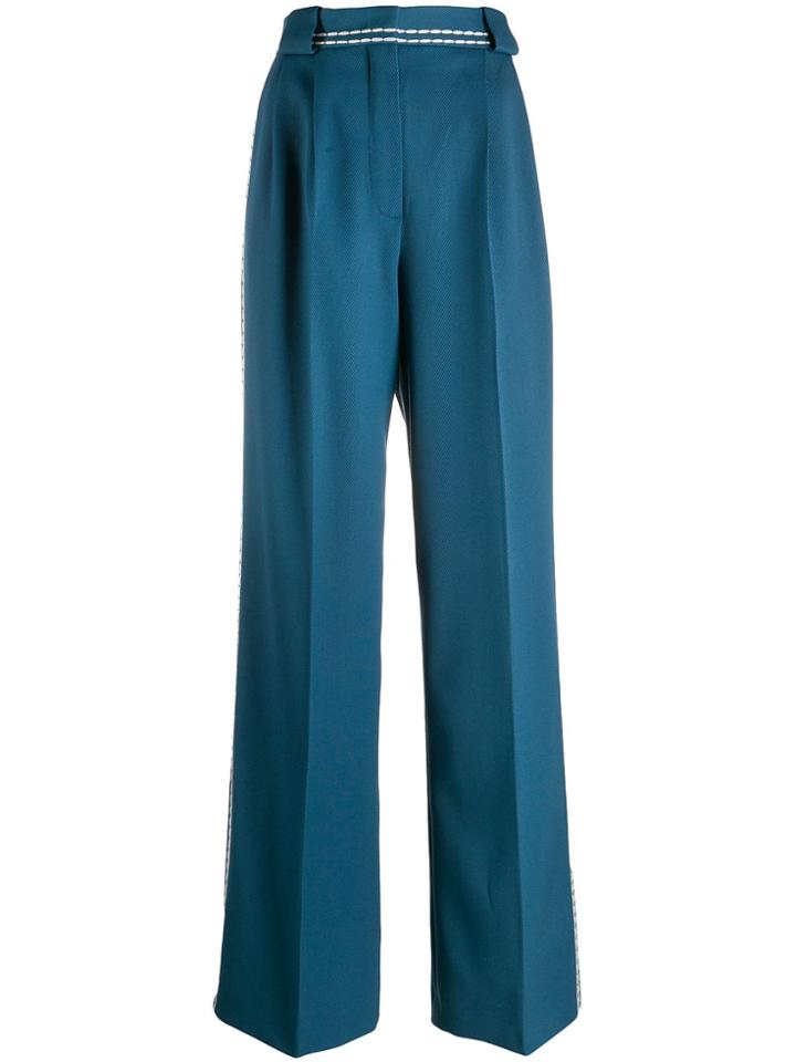 Fendi Stitch Trim Palazzo Trousers - Blue