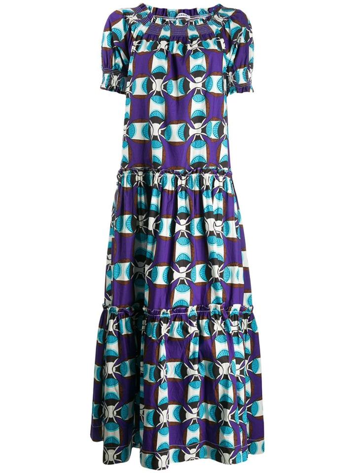 P.a.r.o.s.h. Printed Tiered Dress - Purple