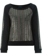 Twin-set Studded Sweatshirt, Women's, Size: Large, Black, Cotton/pvc