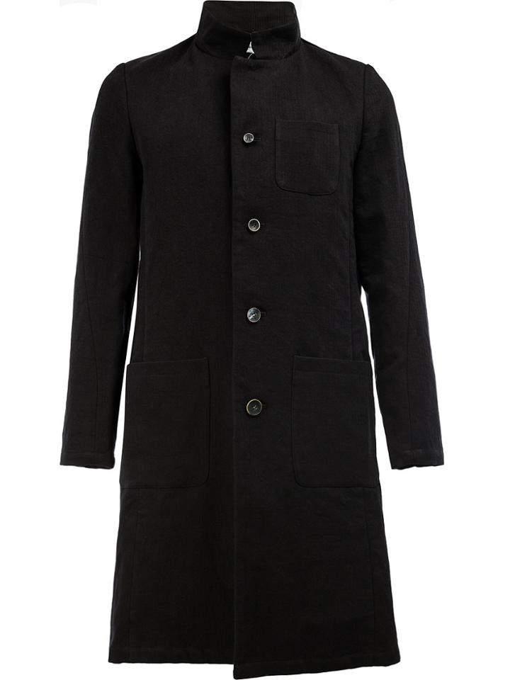 Individual Sentiments Mandarin Collar Coat - Black