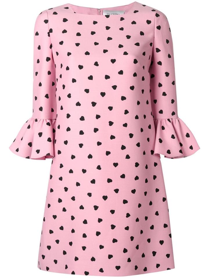 Valentino Heart Printed Loose Dress - Pink & Purple