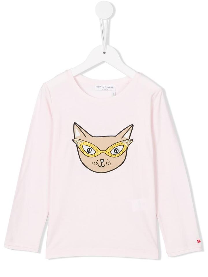 Rykiel Enfant Cat Print T-shirt, Girl's, Size: 8 Yrs, Pink/purple