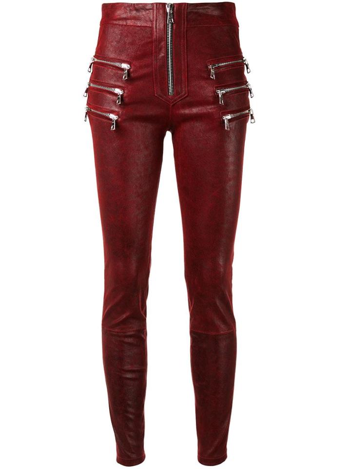 Unravel Project Zipped Pocket High-waisted Trousers - Red