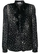 Red Valentino - Stars Print Blouse - Women - Silk/polyester/spandex/elastane/polyimide - 46, Black, Silk/polyester/spandex/elastane/polyimide