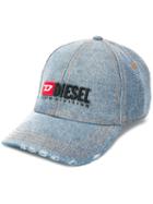 Diesel Denim Baseball Cap With Embroidery - Blue