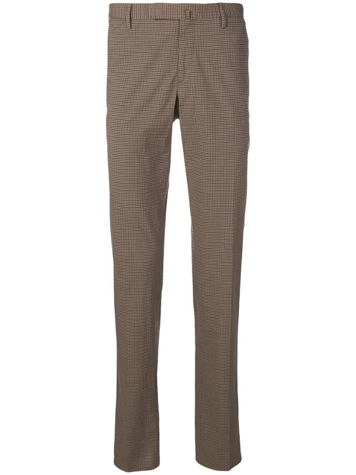 Incotex Slim Plaid Trousers - Neutrals