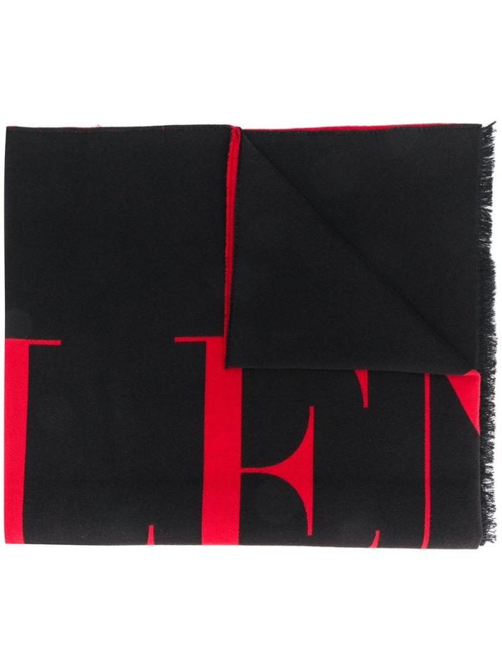 Valentino Logo Jacquard Stole - Black