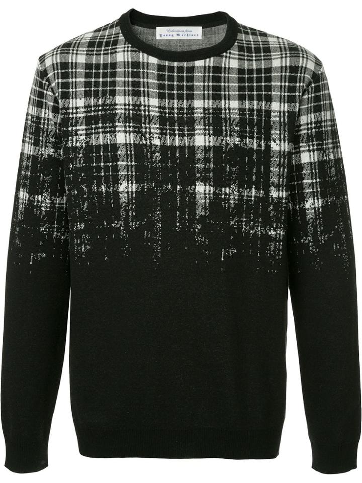 Education From Youngmachines Faded Check Sweater - Black