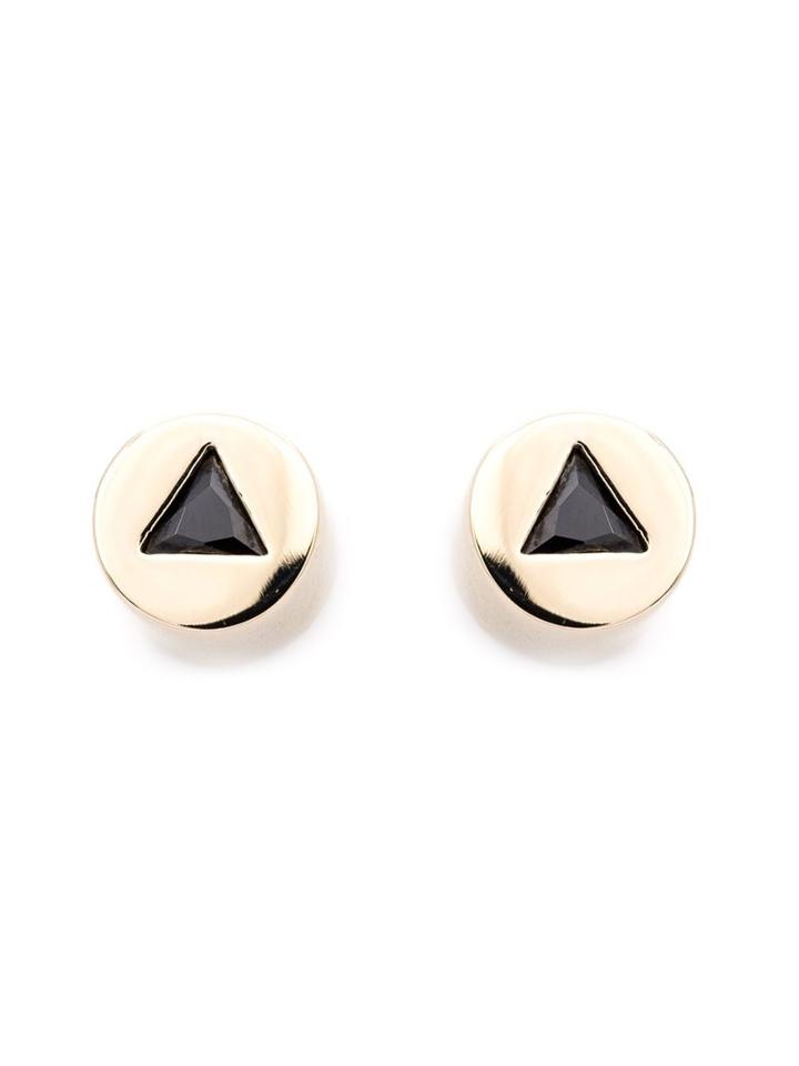 Eddie Borgo Triangle Embellishment Round Earrings, Women's, Metallic, Gold/crystal