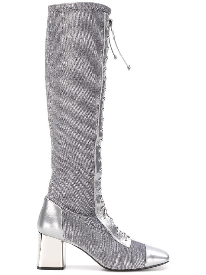 Casadei Evening Lace-up Boots - Silver