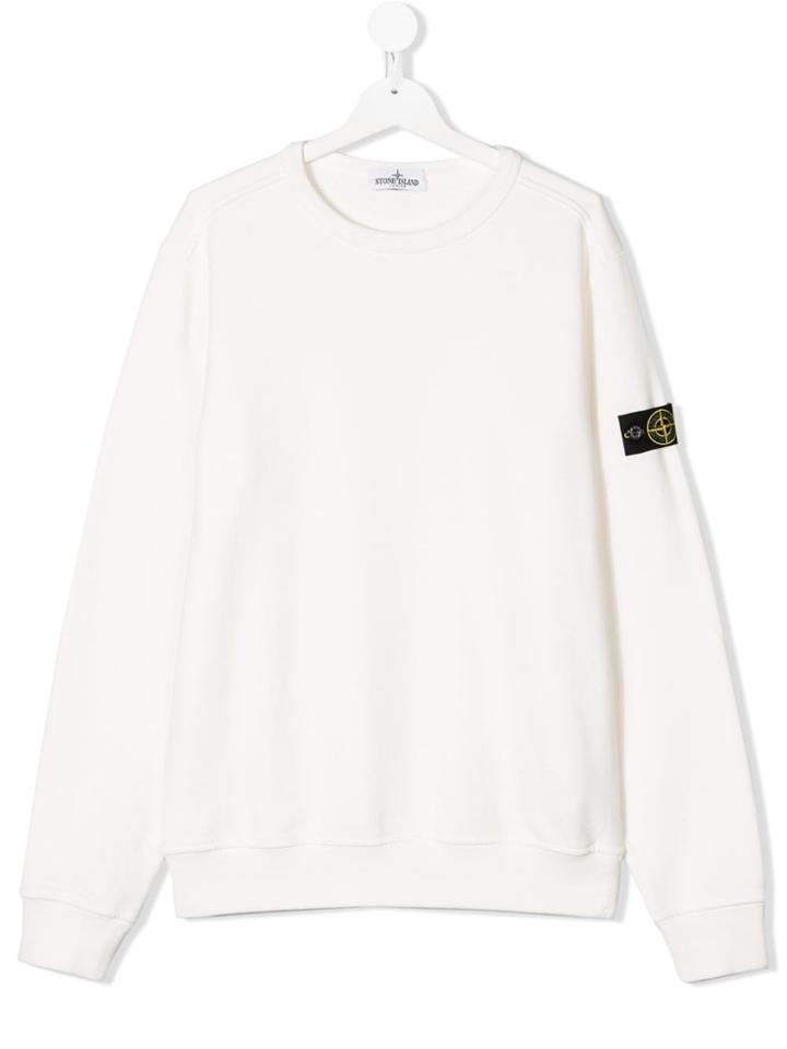 Stone Island Junior Teen Logo Patch Sweatshirt - White