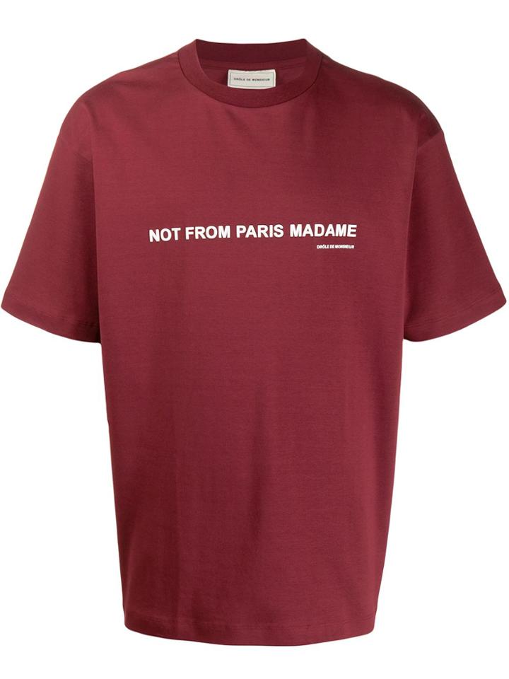 Drôle De Monsieur Slogan T-shirt - Red