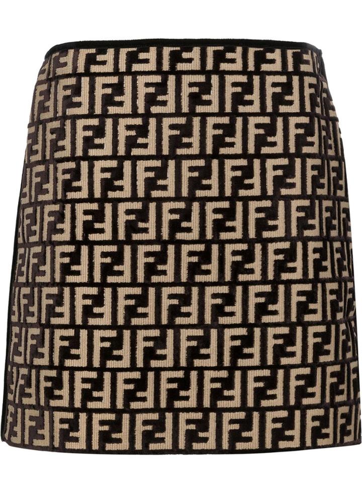 Fendi Ff Monogram Mini Skirt - Black