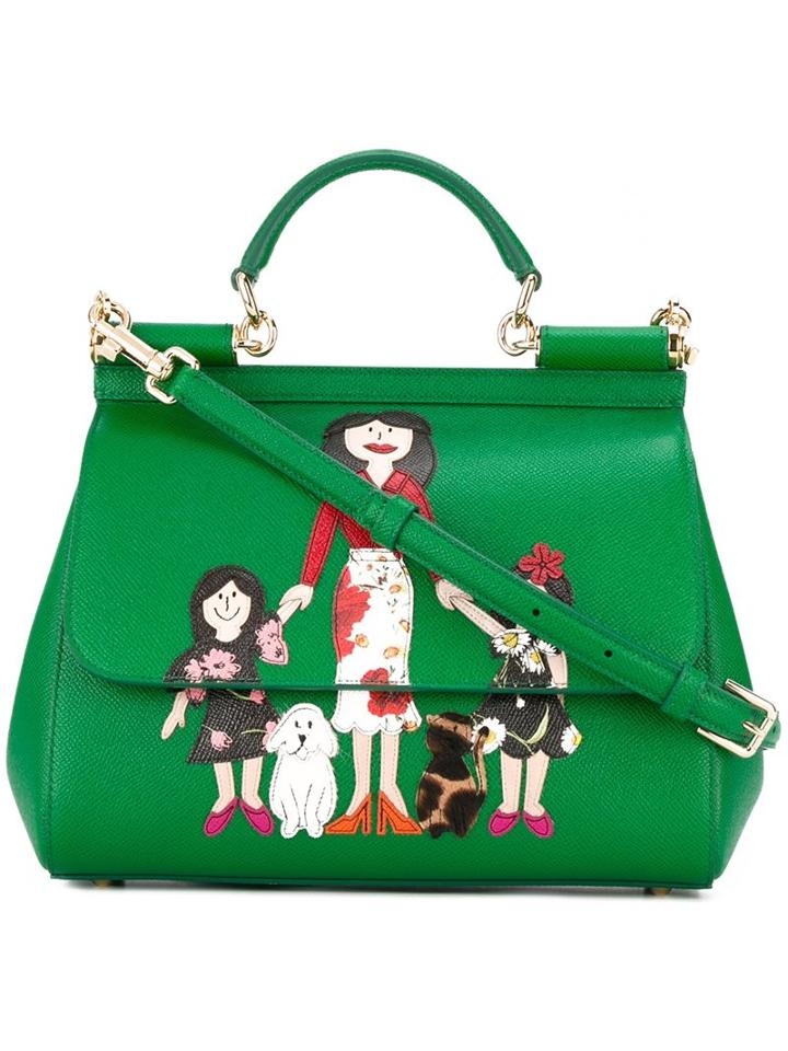Dolce & Gabbana Family Patch 'sicily' Tote, Women's, Green