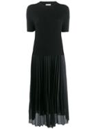 Moncler Pleated Midi Dress - Black