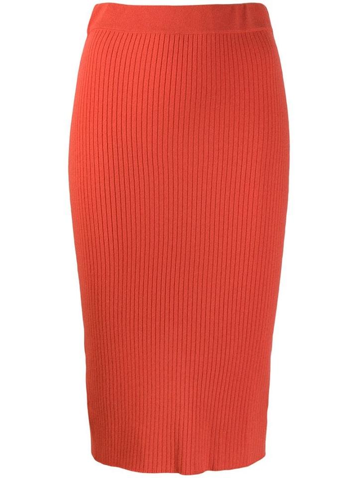 Cashmere In Love Ribbed Knitted Skirt - Orange