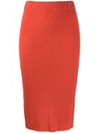 Cashmere In Love Ribbed Knitted Skirt - Orange