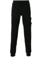 Stone Island Logo Patch Track Pants, Men's, Size: Medium, Black, Cotton
