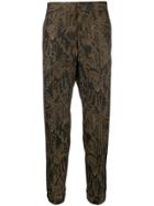 Ermenegildo Zegna Jacquard Tapered Trousers - Brown