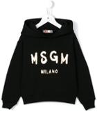 Msgm Logo Print Hoodie, Girl's, Size: 8 Yrs, Black