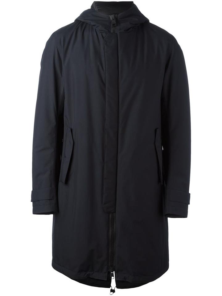 Herno Hooded Padded Coat, Men's, Size: 52, Blue, Polyester/polyamide/feather Down